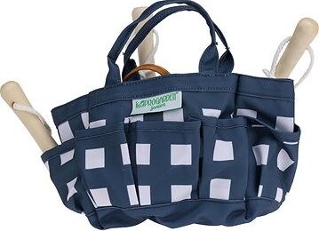 H & L detské záhradnícke náčinie Bag, modré s bielou šachovnicou