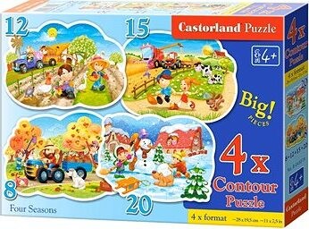 CASTORLAND Puzzle Ročné obdobie 4 v 1 (8, 12, 15, 20 dielikov)