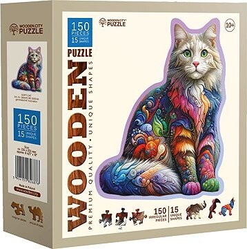 WOODEN CITY Drevené puzzle Jemná mačka 150 dielikov