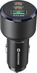 Swissten CL Adaptér 2× USB-C PD + USB-A 95 W čierny