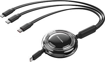 Vention USB 2.0 3-in-1 Retractable Cable 5 A Black 1.1 m