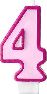 Sviečka narodeninová, 7 cm, číslica „4“, ružová