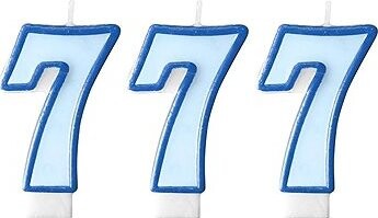 PARTYDECO Narodeninová sviečka 7, modrá, 7 cm, 3 ks