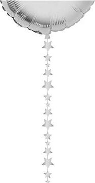 FUNNYFASHN Dekoračná stuha – záves na balóniky hviezdy – strieborné