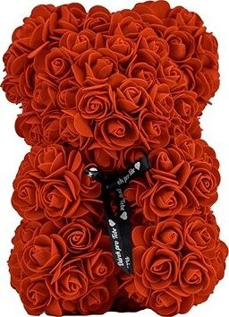 Medvídárek Simple medvedík z ruží 25 cm svetlo červený