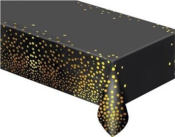 GODAN Obrus fóliový zlaté bodky čierny 137 × 183 cm