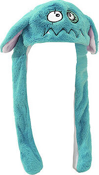 Excellent Plyšová čepice s pohyblivýma ušima - Modrá světlá příšerka