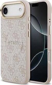 Guess PU Leather 4G Gold Frame MagSafe Zadný Kryt pre iPhone Air Pink