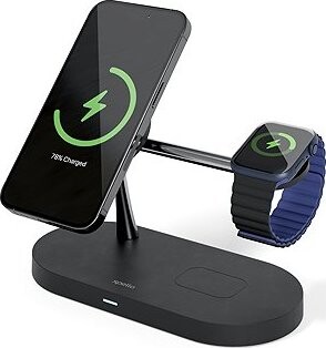 Spello 3in1 bezdrôtová nabíjačka s podporou uchytenia MagSafe – čierna