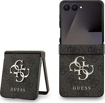 Guess PU 4G Metal Logo Zadný Kryt pre Samsung Galaxy Z Flip 7 Grey