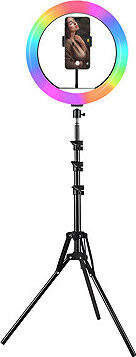 MG Selfie RGB kruhové + statív 2,1 m, čierne