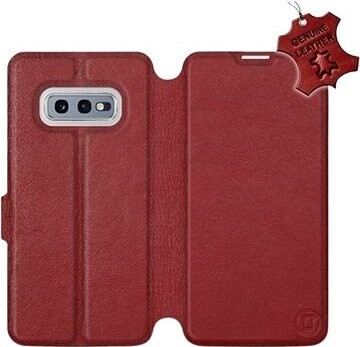 Flip puzdro na mobil Samsung Galaxy S10e – Tmavo červené – kožené – Dark Red Leather