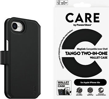 PanzerGlass CARE puzdro Apple iPhone 16e MagSafe Wallet 2 v 1 čierny