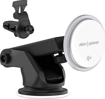 AlzaPower WQC300 Wireless Qi2 Compatible with MagSafe Car Charger 15 W strieborný