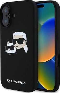 Karl Lagerfeld Liquid Silicone Double Heads MagSafe Zadný Kryt na iPhone 16 Plus Black