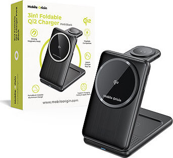Mobile Origin 3 in 1 Foldable Qi2 Charger PW8 Black