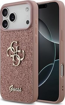 Guess PU Fixed Glitter 4G Metal Logo Zadný Kryt pre iPhone 17 Pro Max Pink