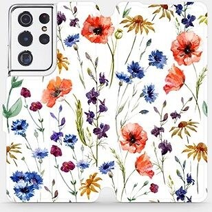 Mobiwear Flip puzdro na mobil Samsung Galaxy S21 Ultra – MP04S Lúčne kvety