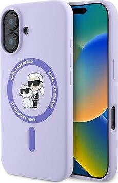 Karl Lagerfeld Liquid Silicone Karl and Choupette MagSafe Zadný Kryt na iPhone 16 Purple