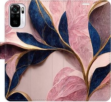 iSaprio flip puzdro Pink Leaves pre Xiaomi Redmi Note 10/Note 10S