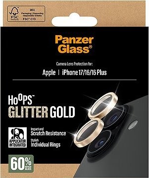 PanzerGlass Hoops Apple iPhone 17/16/16 Plus trblietavo zlaté