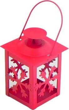 LAALU Vianočná dekorácia – lampáš kovový, červený, 7,5 × 11 cm