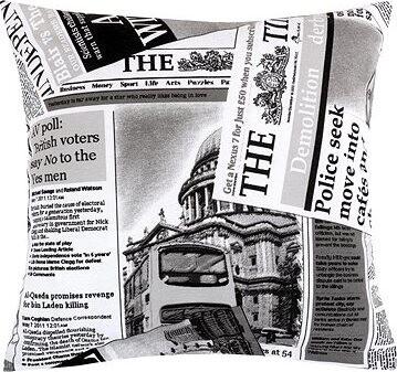 BELLATEX Obliečka EMA 45 × 45 cm 55/566 noviny čierno-biela