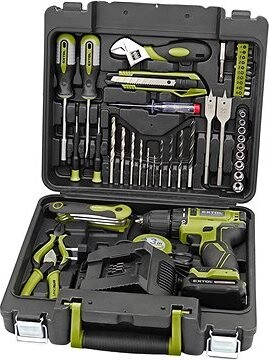 EXTOL CRAFT vŕtací skrutkovač aku, BRUSHLESS, 12 V Li-Ion s náradím, súprava 46 ks, 422801
