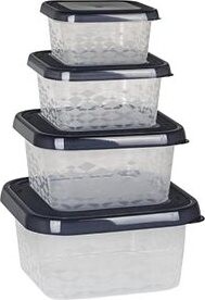 Branq Súprava dóz na potraviny Ori antracit 4 ks – štvorcová