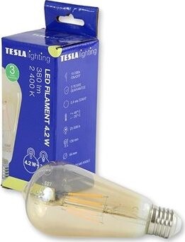 Tesla – LED žiarovka CONE BULB VINTAGE, E27, 4,2 W, 230 V, 380 lm, 25000 h, 2400 K, 360 st, zlatá
