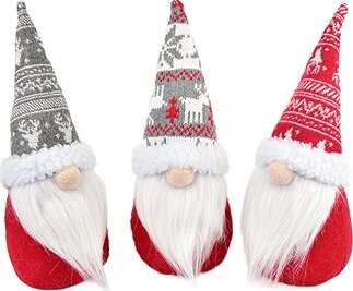 DOMMIO Skřítci s pletenou čepicí 30 cm, 3 ks