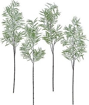 DOMMIO Větev zelená s jinovatkou 70 cm, set 4 ks