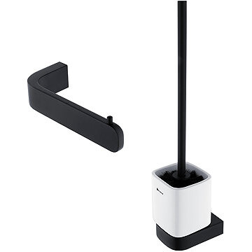 Nimco Set WC kefa a Držiak na toaletný papier – keramika Nikau čierna NKC-set-94KN-90