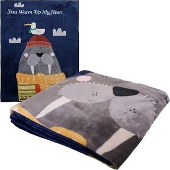 Ecarla Dětská deka mikroplyš 100 × 140 cm, mrož, modrá