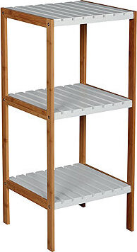 MSV Bambusový regál Regie, 3 police, biely, 85 cm