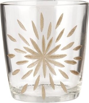 TEXTILOMANIE Sklenený svietnik s mosadzným dekorom Brass