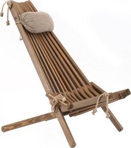 EcoFurn Lilli Dřevěné zahradní skládací křeslo s polštářem, olše, popelavý olej