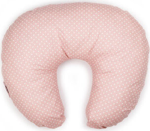 Flumi Dojčiaci vankúš v tvare rožku, ružový s bodkami
