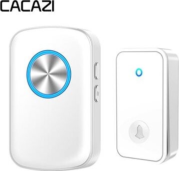 CACAZI FA28 Bezdrôtový bezbatériový zvonček – 1× prijímač + 1× tlačidlo – biely