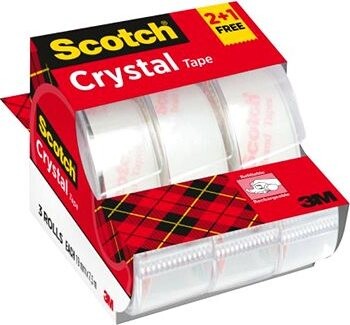 3M Scotch Crystal 19 mm × 7,5 m, kryštalicky číra, s jednorazovým odvíjačom – balenie 3 ks