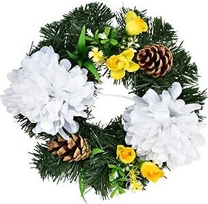 DOMMIO Venček jesenný s chryzantémami, priemer 20 cm, biely