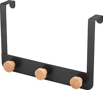 MSV závesný vešiak na dvere s 3 háčikmi NAYA, matne čierny, bambus, oceľ, 45 mm