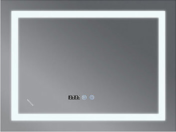 MIXXUS Zrcadlo s LED osvětlením, protizamlžovací funkcí, regulací jasu a hodinkami, MR02-80×80 WARM