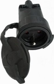 Solight Zásuvka gumová, do vlhka a prachu, priama, IP65, čierna