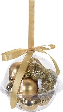 HIGHLIFE Vianočné ozdoby zlaté 12 ks sada v guli 30 mm