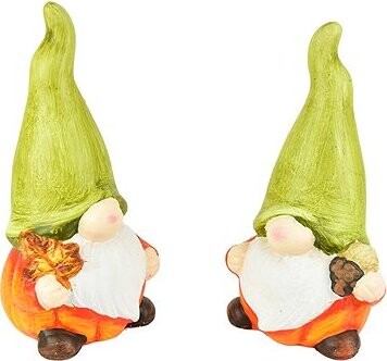 DOMMIO Skřítci se zelenou čepicí z keramiky, set 2 ks, 15 × 8 cm