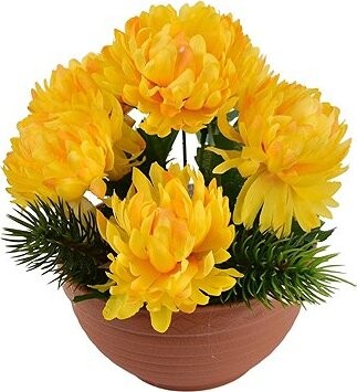 DOMMIO Podzimní miska s chryzantémami 22 × 19 cm, žlutá