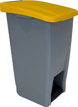Denox Nášľapný odpadkový kôš na triedený odpad 60 l, žlté veko, plastový s kolieskami