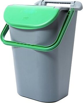 Belli E Forti Kôš na triedený odpad TOWER, stohovateľný, sivý, plast, zelené veko, 40 l
