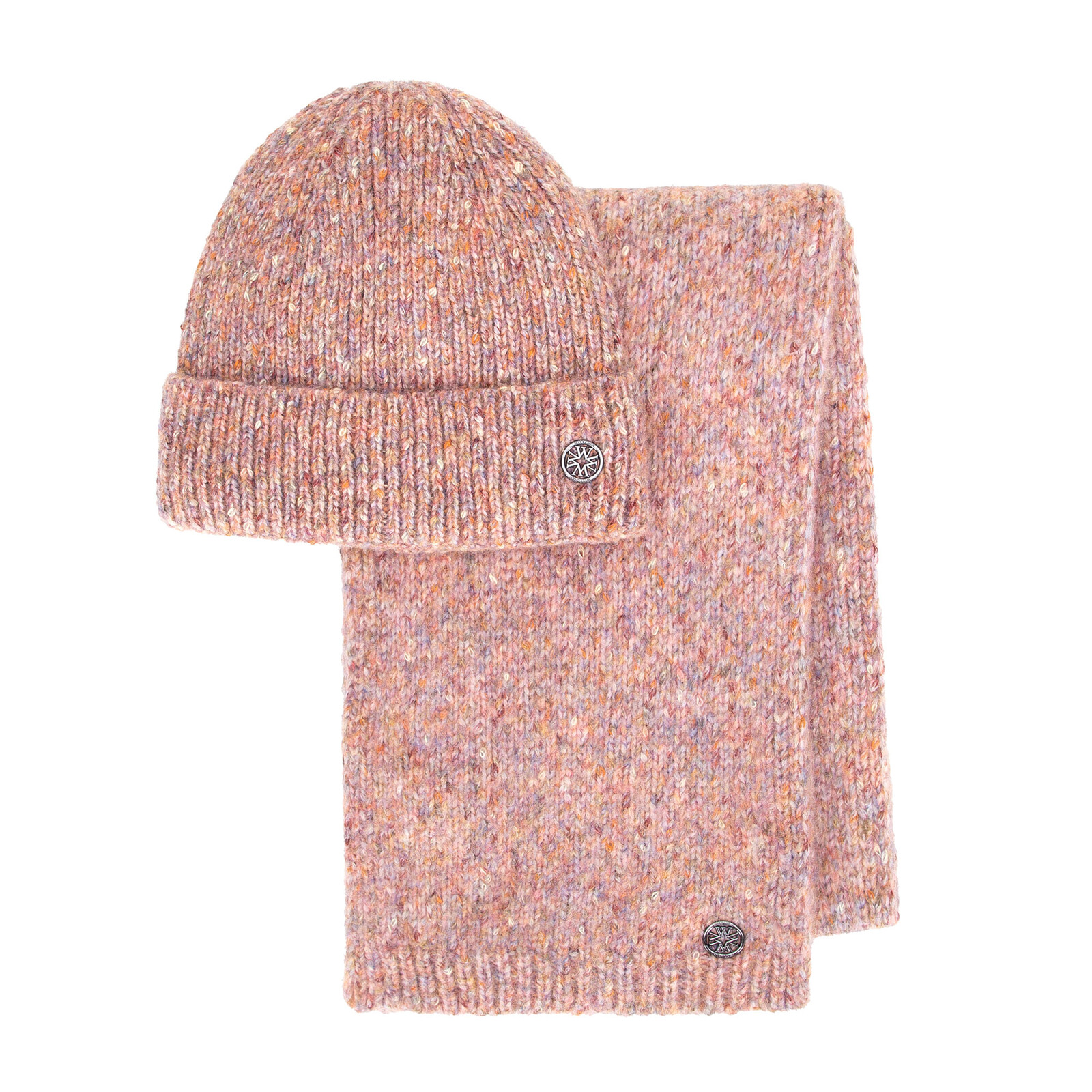 Ružový dámsky zimný set – čiapka a šál v nadčasovom dizajne s logom výrobcu 101-SF-211-X1